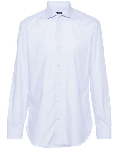 Barba Napoli Mini Check-pattern Cotton Shirt - White