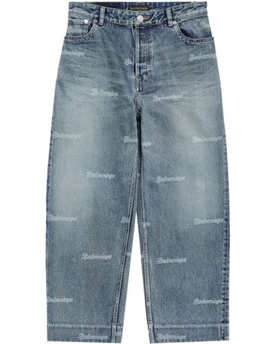 Balenciaga Jeans Met Logoprint - Blauw