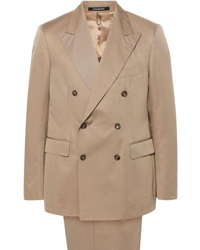 Tagliatore Cotton-blend Double-breasted Suit - Natural