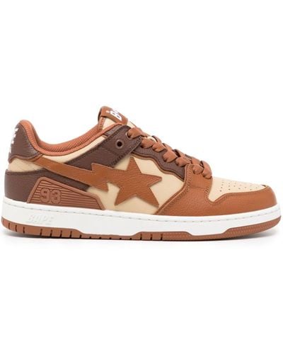 A Bathing Ape Sk8 Sta #5 Leather Trainers - Brown