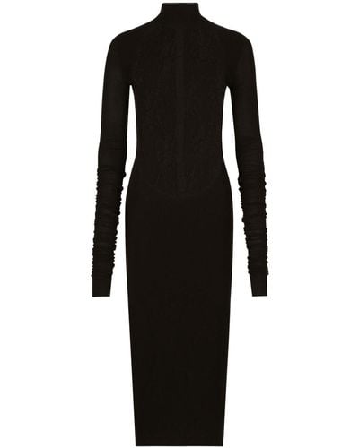 Dolce & Gabbana Lace-panel Midi Dress - Black