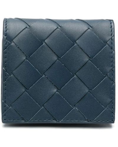 Bottega Veneta Intrecciato Leather Coin Wallet - Blue