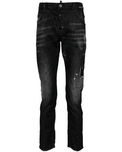 DSquared² Slim-Fit-Jeans im Distressed-Look - Schwarz