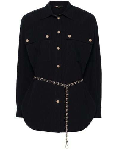 Maje Chain-detail Long-sleeve Shirt - Black