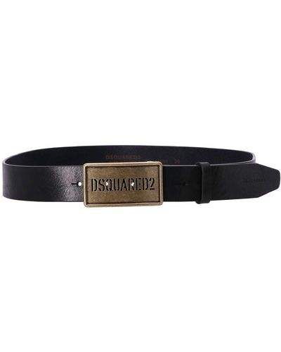 DSquared² Logo-buckle Leather Belt - Black