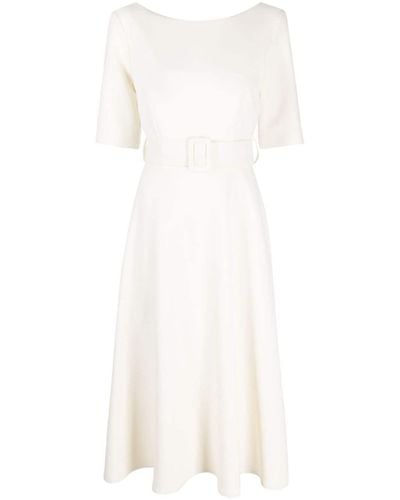 P.A.R.O.S.H. Short-sleeve Belted Midi Dress - White