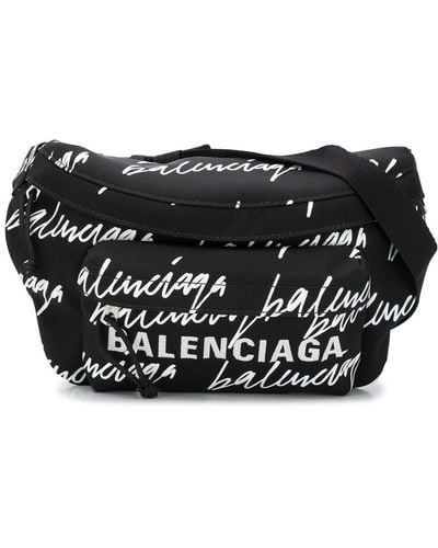 Balenciaga Riñonera De Nylon Con Logo Scribble Estampado - Negro