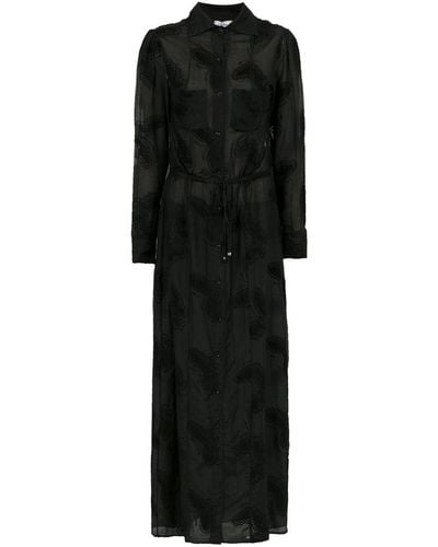 Amir Slama Embroidered Silk Beach Dress - ブラック