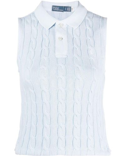 Polo Ralph Lauren Knitted Sleeveless Polo Shirt - Blue