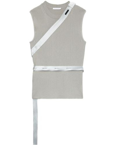 Helmut Lang Strap-detail Ribbed-knit Tank Top - Grey