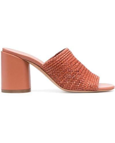 Casadei 90mm Woven-detail Leather Mules - Pink