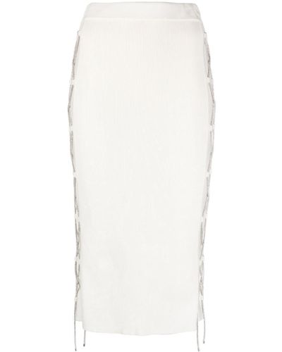 GIUSEPPE DI MORABITO Lace-up Detailing Knitted Skirt - White