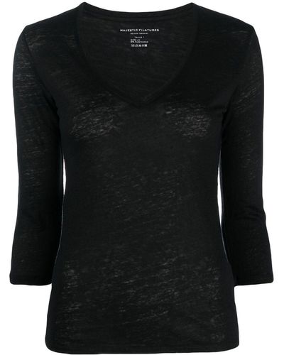 Majestic Filatures V-neck Jersey-knit T-shirt - Black