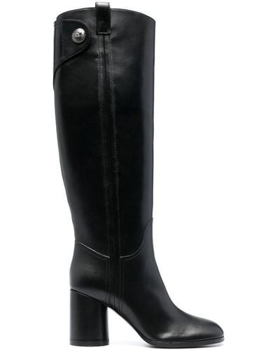 Casadei 90mm Knee-high Leather Boots - Black
