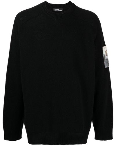 Raf Simons Patch-detail Virgin-wool Sweater - Black