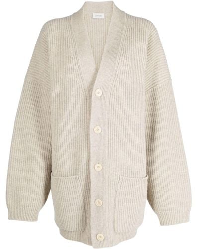 Lemaire Cardigan en laine à design nervuré - Blanc