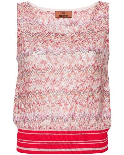 Missoni Lamé Chevron-knit Tank Top - Pink