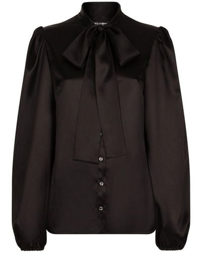 Dolce & Gabbana ボウタイ シルクシャツ - ブラック