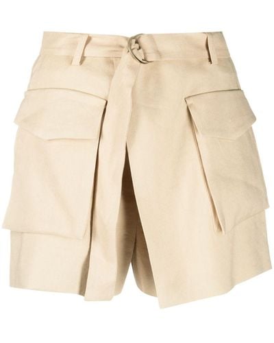 Maje Asymmetric Linen-blend Shorts - Natural