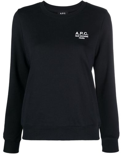 A.P.C. Logo-embroidered Cotton Sweatshirt - Black