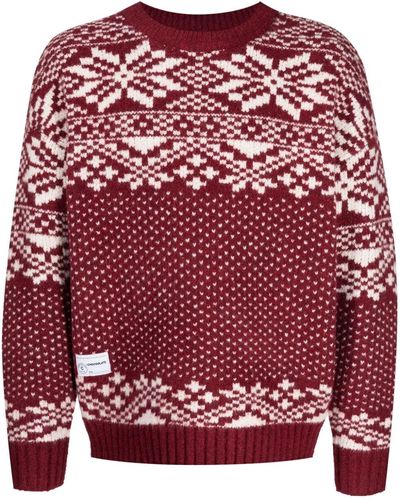 Chocoolate Jacquard Knitted Jumper - Red