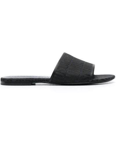 Moschino Logo-jacquard Leather Sandals - Black