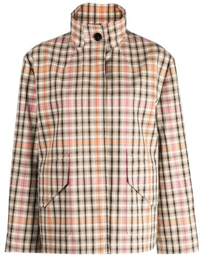 PS by Paul Smith Cocoon Checked Cargo Jacket - Brown