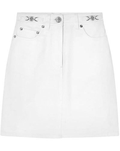 Versace Medusa Head Button Denim Skirt - White
