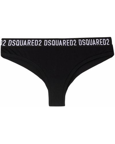DSquared² Logo-waist Cotton Briefs - Black