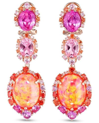 Anabela Chan 18k Yellow Gold Vermeil Ocean Opal And Sapphire Drop Earrings - Pink
