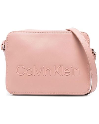 Calvin Klein Embossed-logo Crossbody Bag - Pink