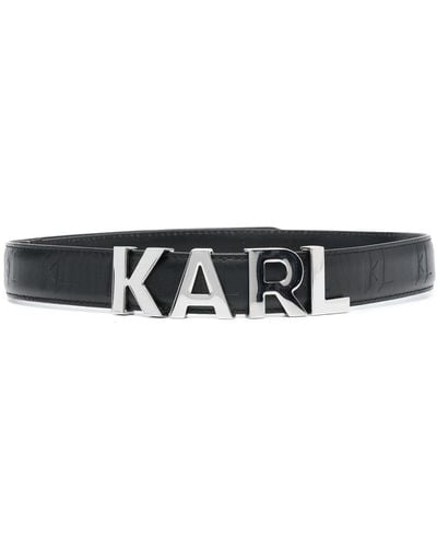 Karl Lagerfeld K/swing Leather Belt - Black