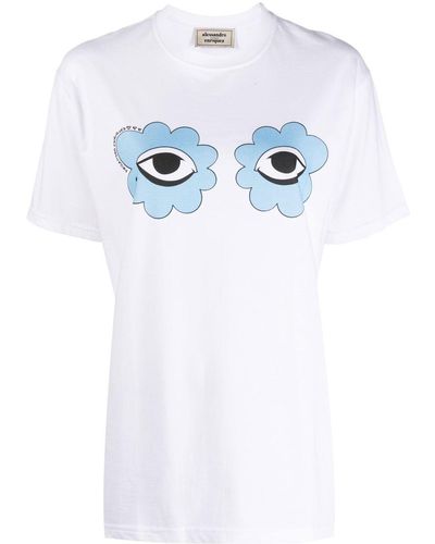 ALESSANDRO ENRIQUEZ T-Shirt mit Augen-Print - Blau