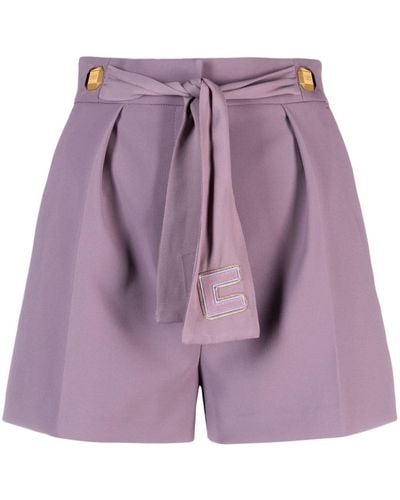 Elisabetta Franchi Logo-embroidered Crepe Tailored Shorts - Purple
