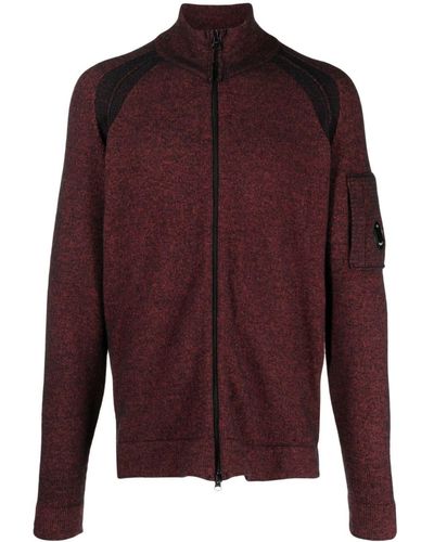 C.P. Company Speckled-knit Zip-up Cardigan - Red