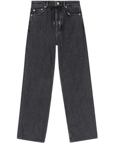 Ganni Straight Jeans Met Trekkoordsluiting - Blauw