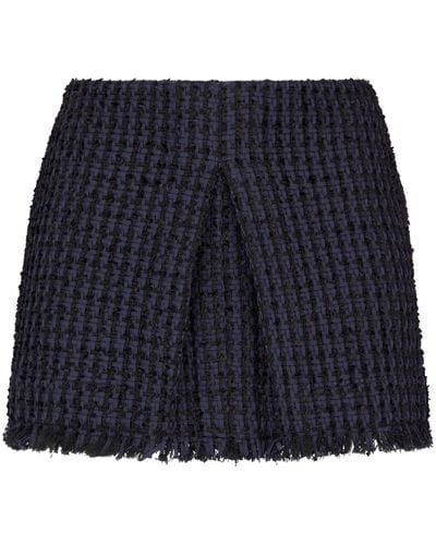 DSquared² Tweed Frayed-Hem Miniskirt - Blue