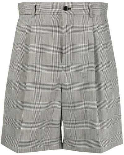 Noir Kei Ninomiya Gingham Check Wool Shorts - Grey