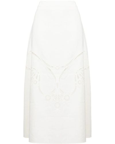 Chloé Falda bordada con cintura alta - Blanco