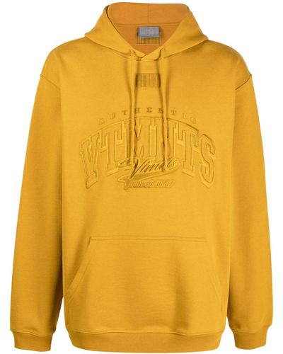 VTMNTS Embroidered-logo Cotton Hoodie - Yellow