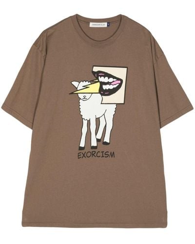 Undercover T-shirt en coton à imprimé graphique - Marron