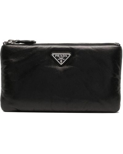 Prada Soft Leather Pouch Wallet - Black