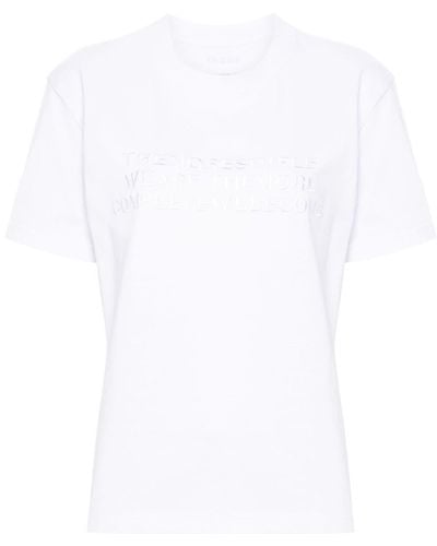 Sacai T-Shirt mit Slogan-Stickerei - Weiß