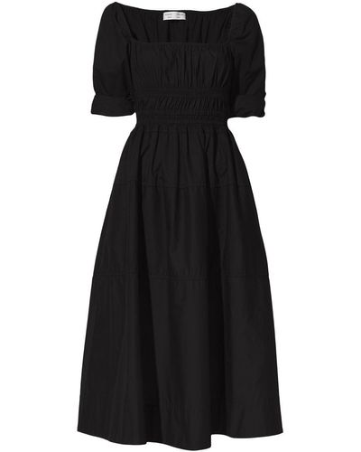 Proenza Schouler Square Neck Poplin Dress - Black