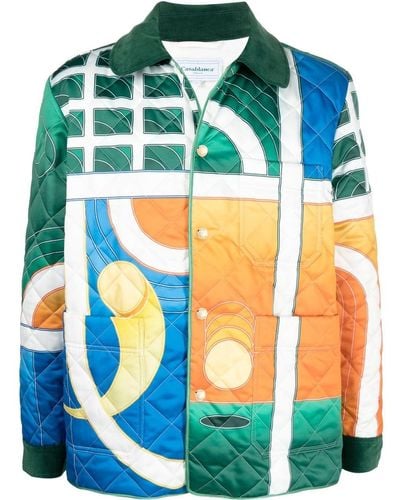 Casablancabrand Graphic-print Quilted Shirt Jacket - Green