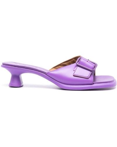 Camper Dina Sculpted-heel Leather Mules - Purple