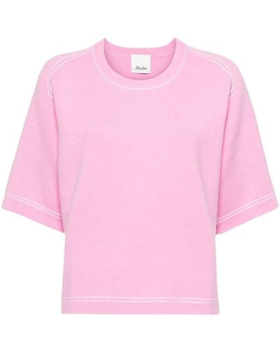 Allude Contrast-trim Knitted Top - Pink