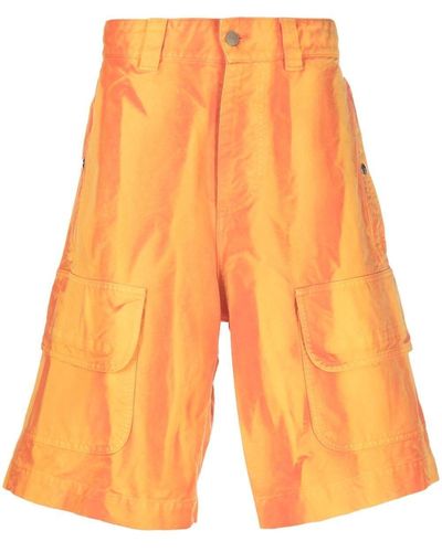 MSGM Abstract-stripe Cargo Shorts - Orange