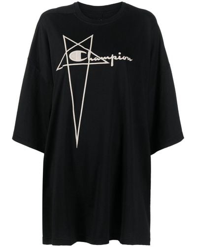 Rick Owens X Champion Logo-embroidered Cotton T-shirt - Black