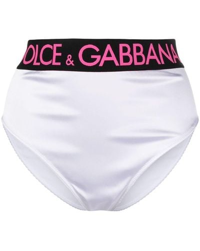 Dolce & Gabbana Bragas de satén con logo en la cinturilla - Blanco